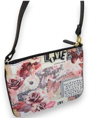 Betsey Johnson Floral Butterfly Love She Just Shines Bag / Pouch EUC